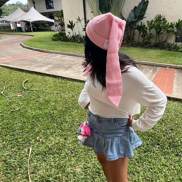 Pink Bunny Ear Beanie - Picture 3 of 3